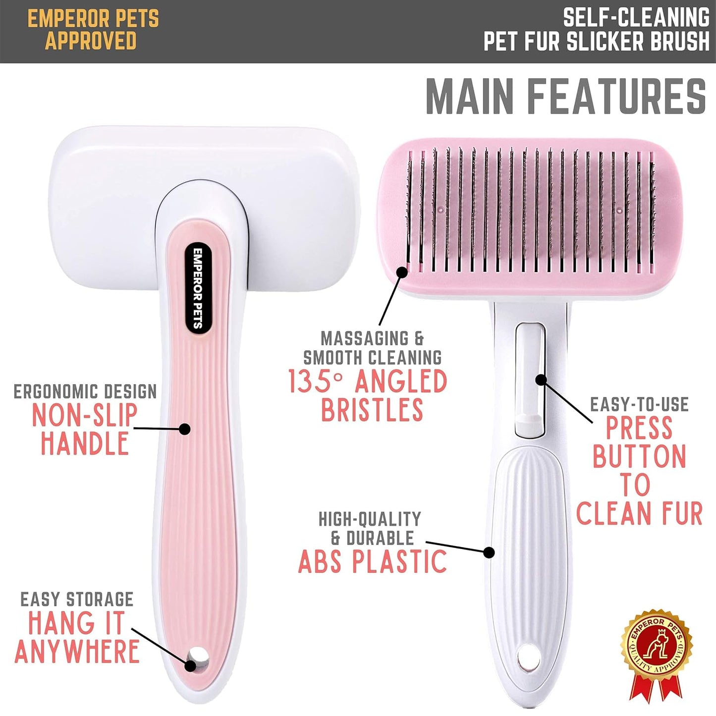 Ultimate Shedding Solution: Professional Pink Dog Brush for Long-Haired Breeds - Effortlessly Removes Tangles and Undercoat Hair