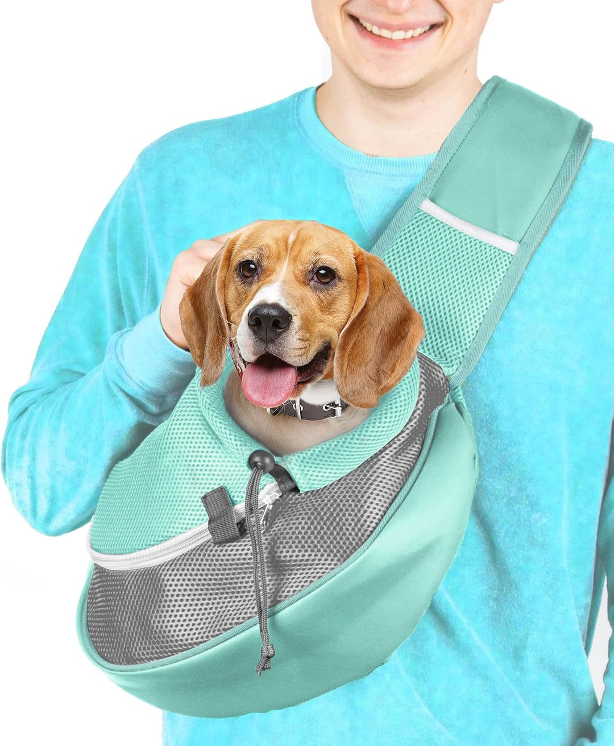 Pet Sling Carrier - Soft Front-Chest Carrying Bag for Small Pets (Ideal for Dogs, Puppies & Cats 6–10 Lbs) - Carefully Sized for Yorkshire Terrier, Maltese, Toy Poodle, Papillon -(Teal-L)