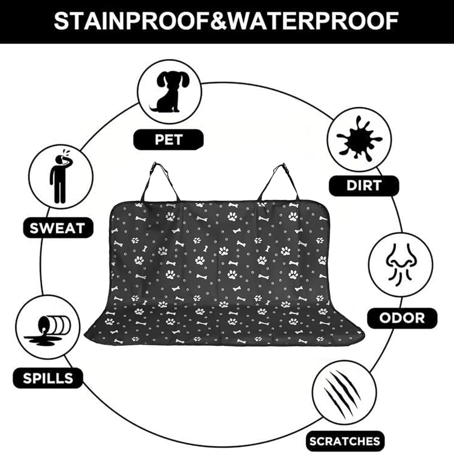 Pet Car Seat Cover Back Seat Waterproof Car Seat Protector for Dogs Safety Travel Accessories for Cat and Dog, Pet Carrier Car Rear Back Seat Mat.