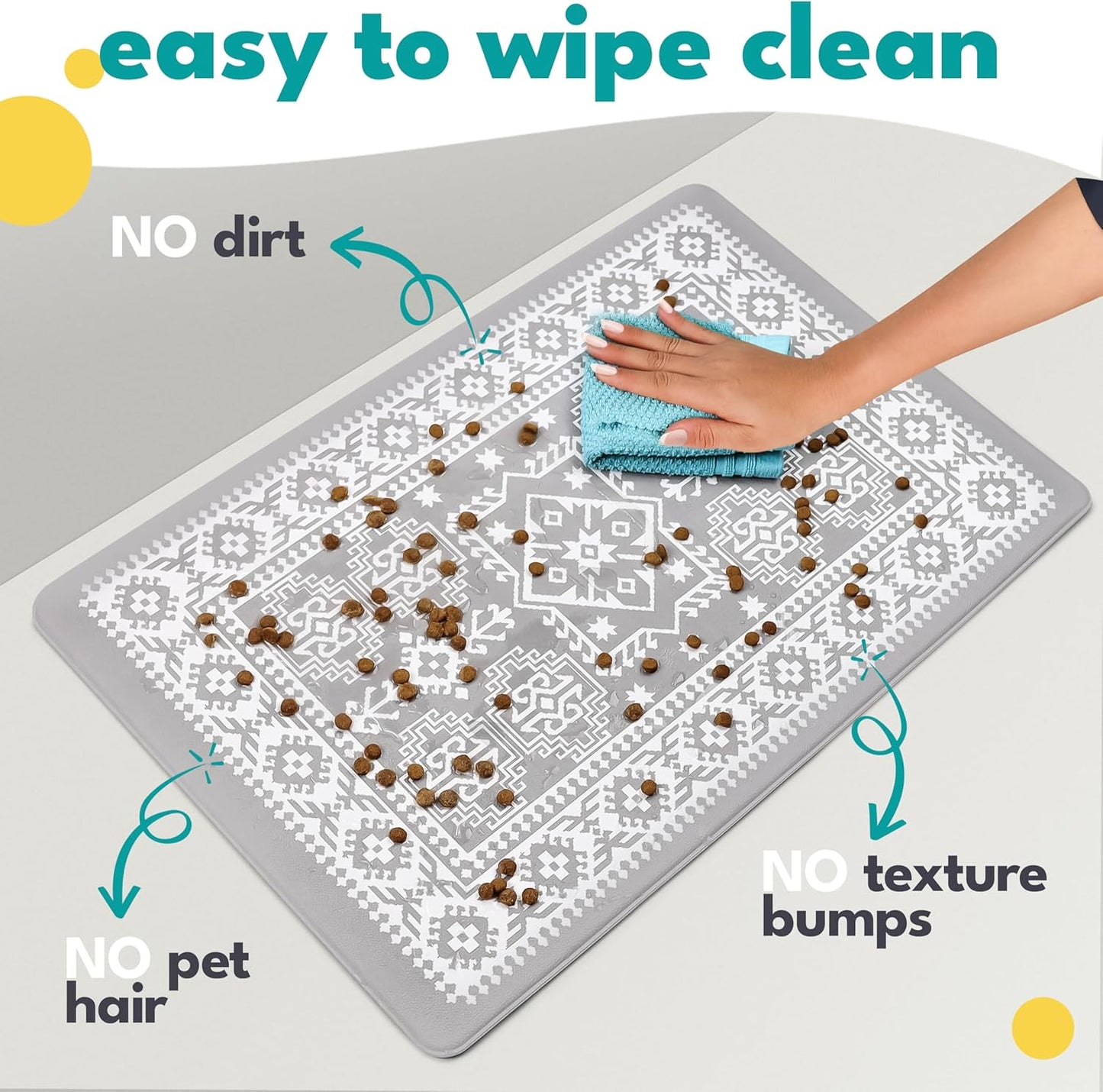 Large Dog Mat for Food and Water, Cat Feeding Mat | Large Waterproof Dog Bowl Mat | Non-Slip Pet Food Mat for Floors | Pet Mats for Food and Water | Easy to Clean