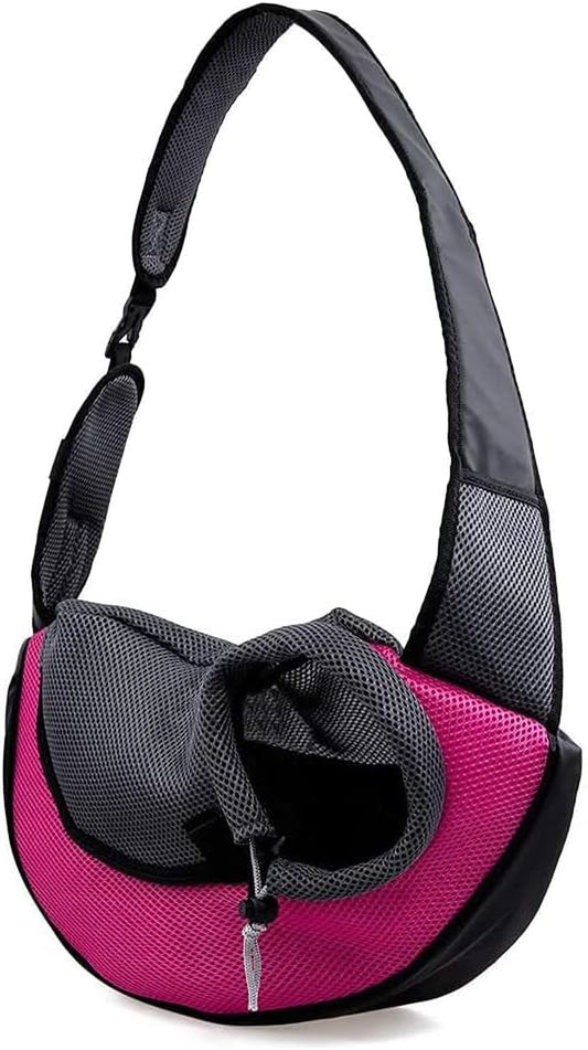 Dog Sling Carrier for Small Dogs Cat Carrier Breathable Mesh Bag(Fits Approximately 3 Lbs to 6 Lb Pets)(Rose Red)