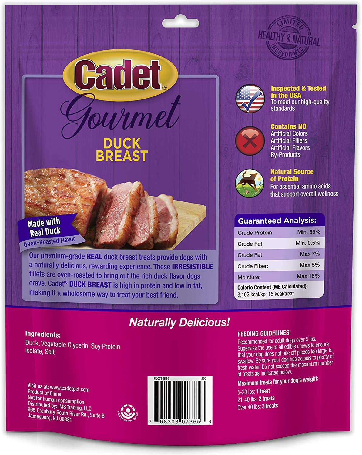Gourmet Duck Breast Jerky Dog Treats, Healthy, Long-Lasting High-Protein Training Treats for Small & Large Dogs, 14 Oz.