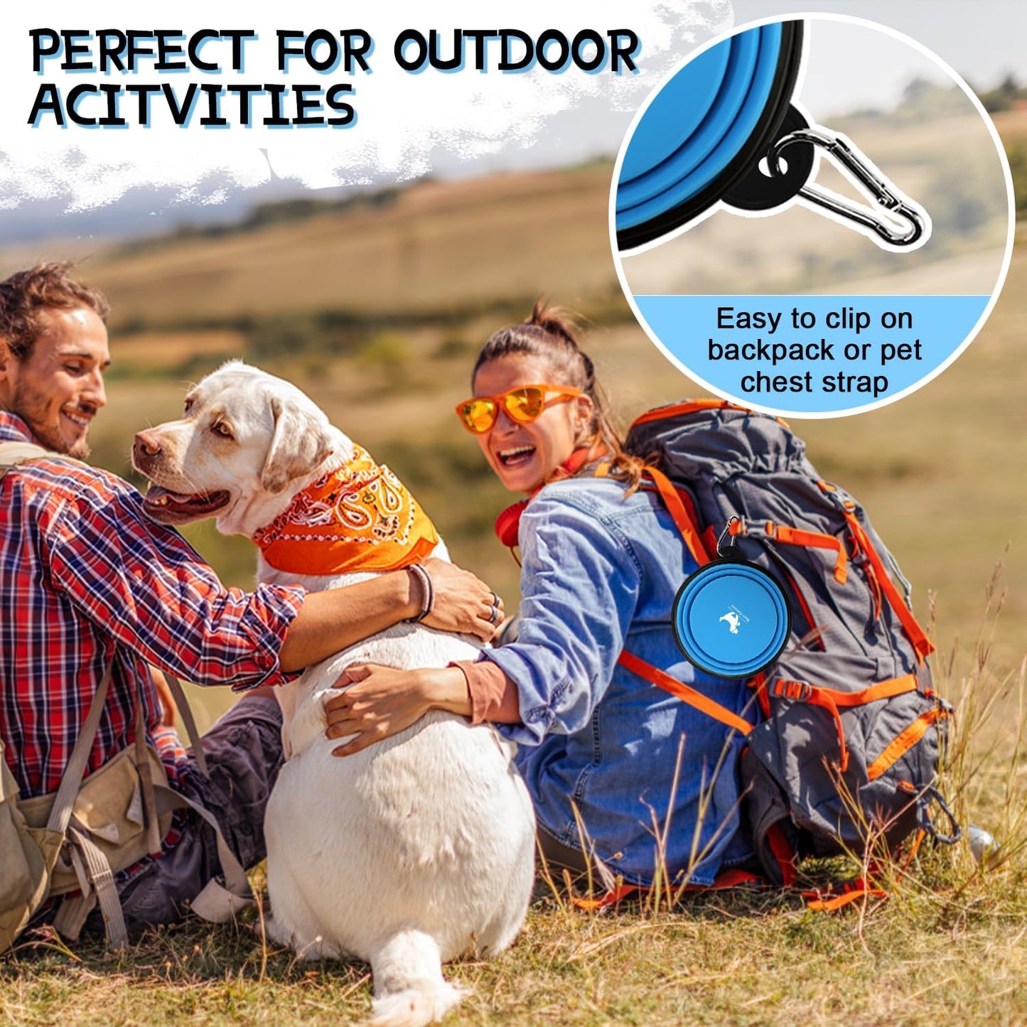 Large Collapsible Dog Bowls 1000 Ml, 2-Pack Dog Portable Water Bowl for Dogs Cats Pet Foldable Feeding Watering Dish for Traveling Camping Walking with 2 Carabiners, BPA Free