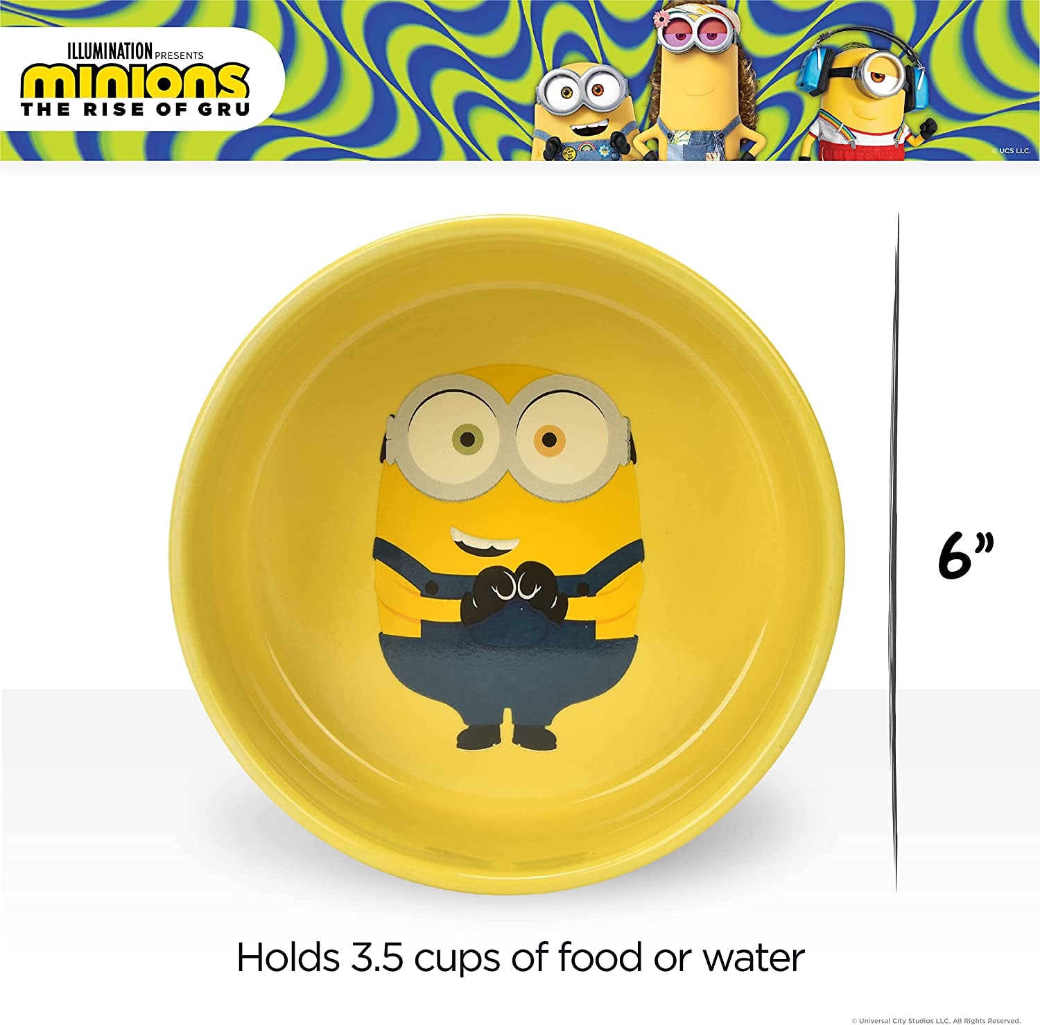 Universal Studios Bob Ceramic Dog Bowl - 6" | Perfect for Pet Lovers, Holds 3.5 Cups
