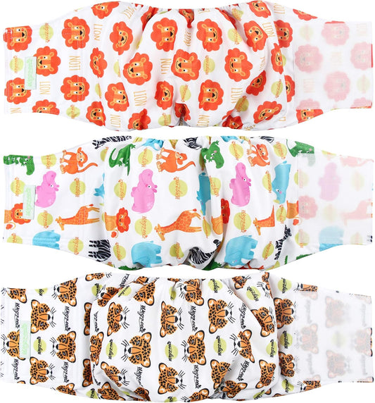 Washable Male Dog Belly Band (Stylish Pattern)- Pack of 3 - Washable Male Dog Belly Wrap, Dog Diapers Male (M, Magic)